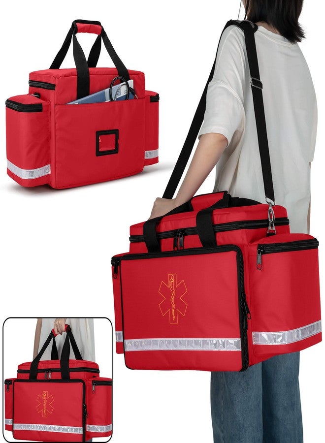 Trunab Emergency Responder Trauma Bag Empty, Professional First Aid Kits Storage Medical Bag with Inner Dividers and No-Scratch Bottom, Ideal for EMT, EMS, Paramedics, Red, BAG ONLY - Image 5